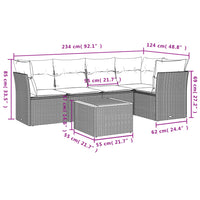 Set Divano da Giardino 6 pz con Cuscini-Sofa da Giardino-Divanetto da esterno Grigio in Polyrattan 426432
