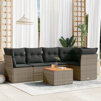 Set Divano da Giardino 6 pz con Cuscini-Sofa da Giardino-Divanetto da esterno Grigio in Polyrattan 426432
