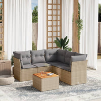 Set Divano da Giardino 6 pz con Cuscini Beige in Polyrattan