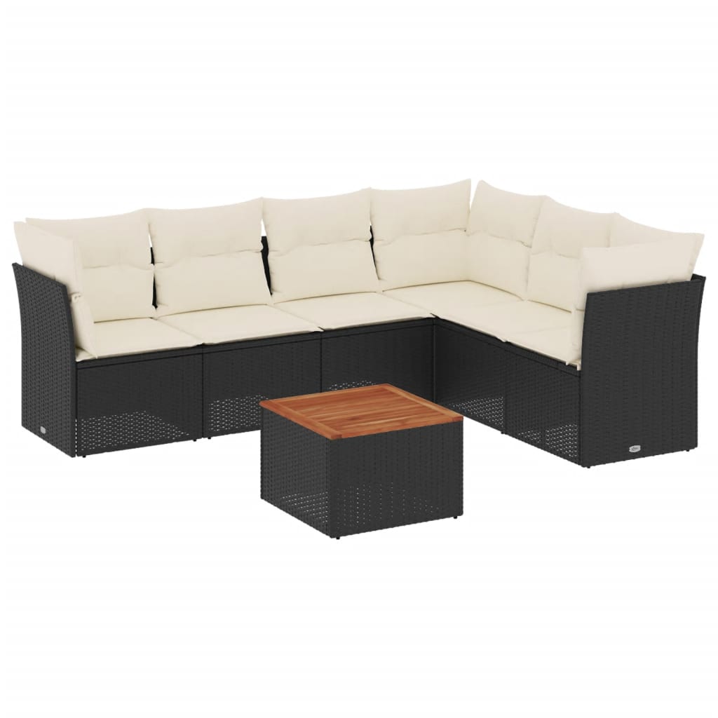 Set Divani da Giardino con Cuscini 7pz Nero Polyrattan 3223655