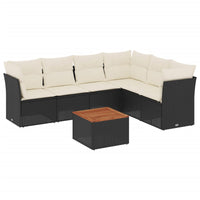Set Divani da Giardino con Cuscini 7pz Nero Polyrattan 3223655