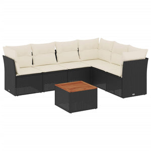Set Divani da Giardino con Cuscini 7pz Nero Polyrattan 3223655