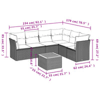 Set Divani da Giardino con Cuscini 7pz Nero Polyrattan 3223655