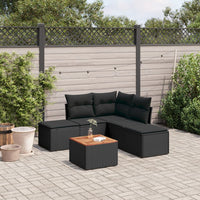 Set Divano da Giardino 6 pz con Cuscini-Sofa da Giardino-Divanetto da esterno Nero in Polyrattan 815690