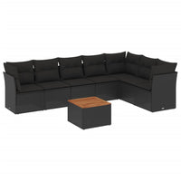 Set Divani da Giardino con Cuscini 8 pz Nero in Polyrattan