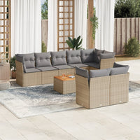 Set Divano da Giardino 9 pz con Cuscini Beige in Polyrattancod mxl 88080