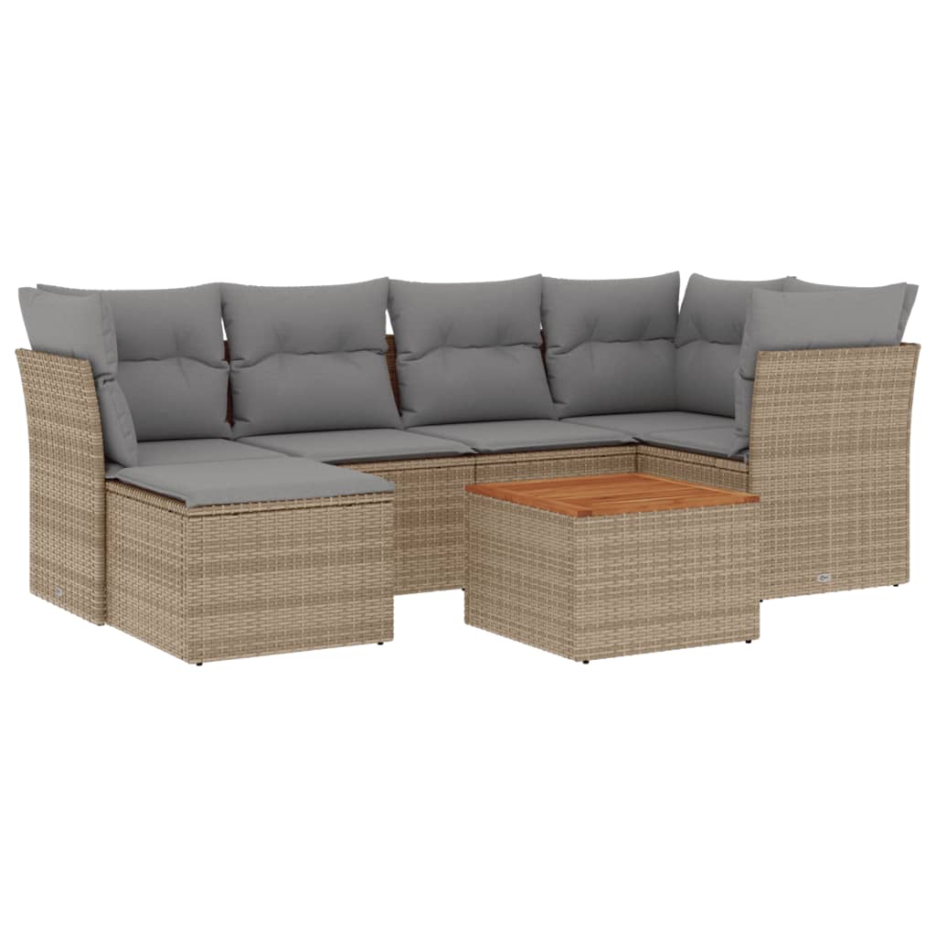 Set Divani da Giardino 7 pz con Cuscini Beige in Polyrattancod mxl 90024