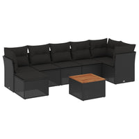 Set Divani da Giardino con Cuscini 8 pz Nero in Polyrattan