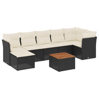 Set Divani da Giardino con Cuscini 8 pz Nero in Polyrattan