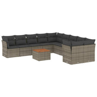Set Divani da Giardino 11 pz con Cuscini in Polyrattan Grigio 3223855
