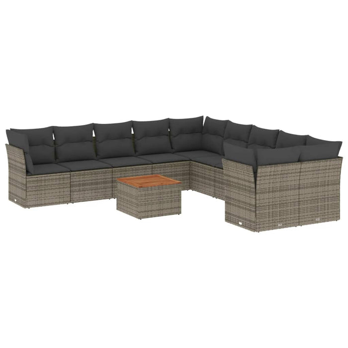 Set Divani da Giardino 11 pz con Cuscini in Polyrattan Grigio 3223855