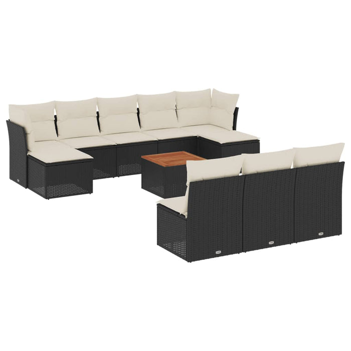 Set Divani da Giardino 11 pz con Cuscini in Polyrattan Nero 3223865