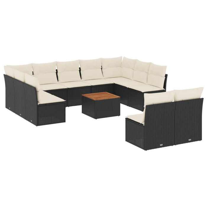 Set Divani da Giardino 12 pz con Cuscini Nero in Polyrattancod mxl 88082