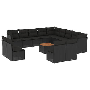 Set Divani da Giardino 14pz con Cuscini in Polyrattan Nerocod mxl 89300