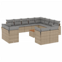 Set Divano da Giardino 13 pz con Cuscini Beige in Polyrattan 3223952