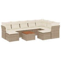 Set Divano da Giardino 10 pz con Cuscini Beige in Polyrattan
