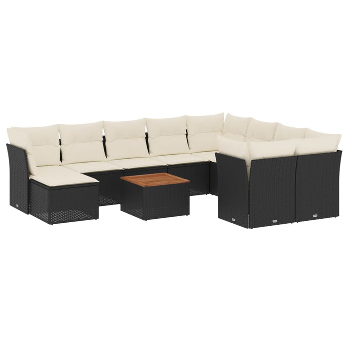 Set Divani da Giardino 11 pz con Cuscini in Polyrattan Nero 3223970