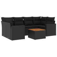 Set Divani da Giardino con Cuscini 7pz Nero Polyrattan 3224018