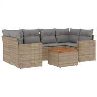 Set Divani da Giardino 7 pz con Cuscini Beige in Polyrattan 3224022
