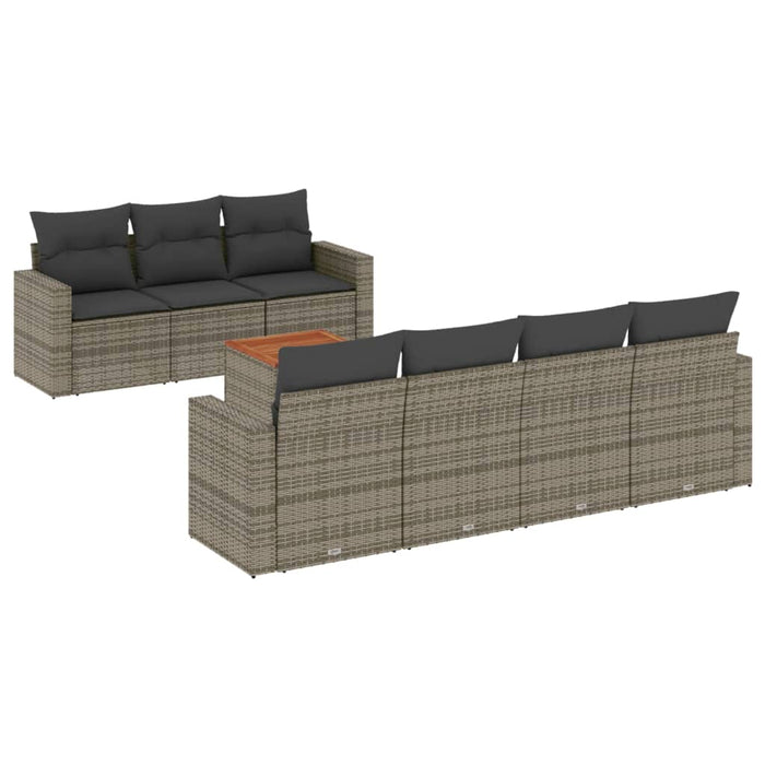 Set Divano da Giardino 8 pz con Cuscini Grigio in Polyrattan 3224030