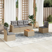 Set Divano da Giardino 6 pz con Cuscini Beige in Polyrattan