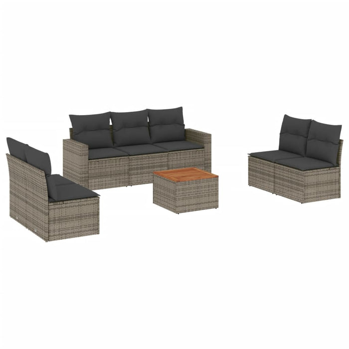 Set Divano da Giardino 8 pz con Cuscini Grigio in Polyrattan 3224079