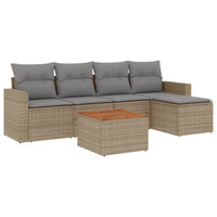 Set Divano da Giardino 6 pz con Cuscini-Sofa da Giardino-Divanetto da esterno Beige in Polyrattan 649051