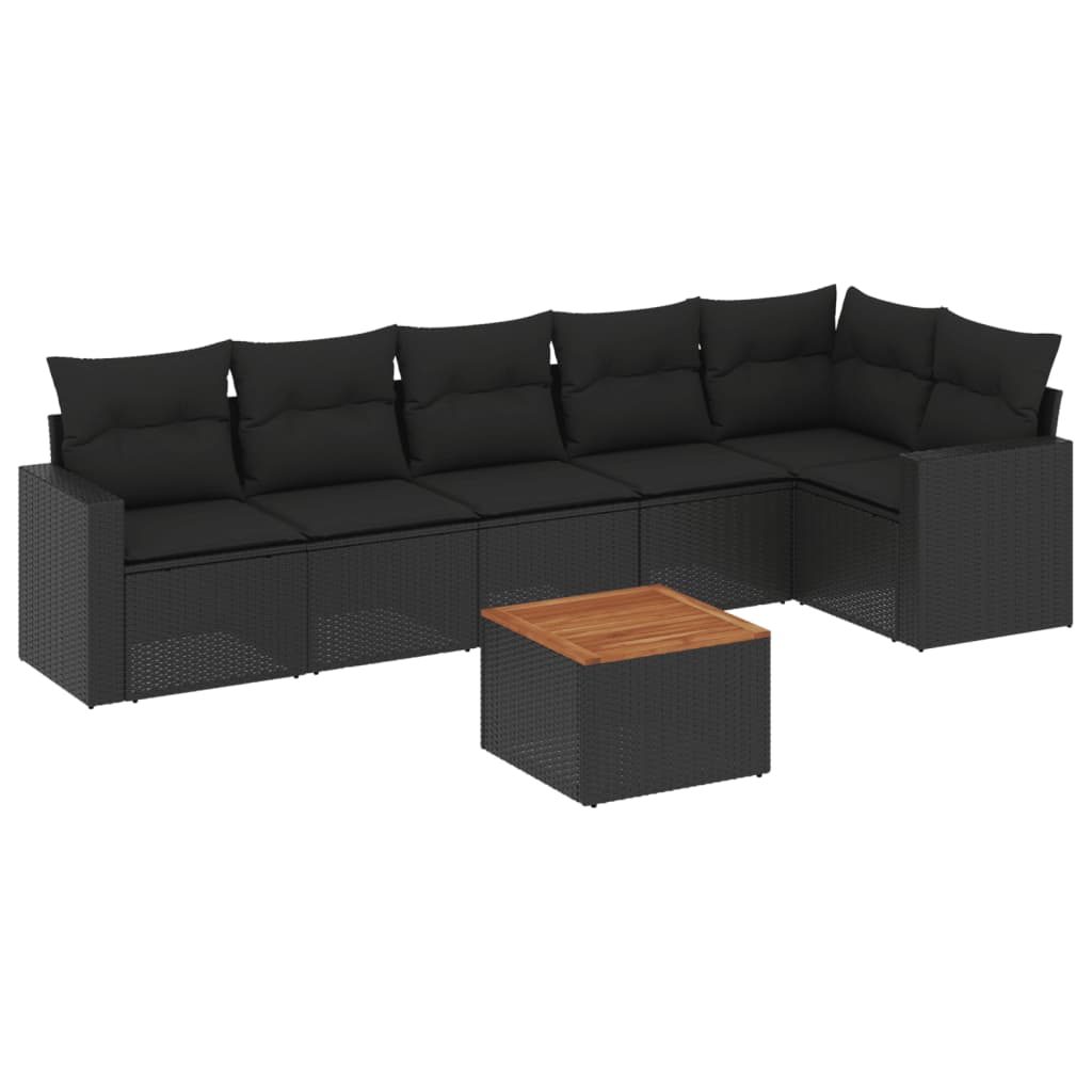 Set Divani da Giardino con Cuscini 7pz Nero Polyrattan 3224130