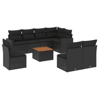 Set Divani da Giardino 9 pz con Cuscini Nero in Polyrattancod mxl 89497
