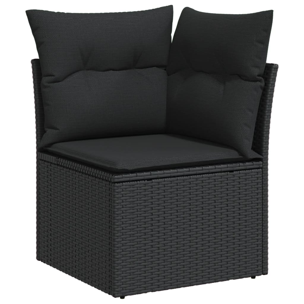Set Divani da Giardino 12 pz con Cuscini Nero in Polyrattan 3224179