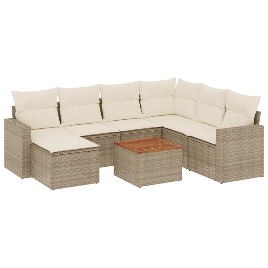 Set Divano da Giardino 8 pz con Cuscini Beige in Polyrattan 3224238
