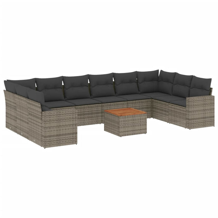 Set Divani da Giardino 11 pz con Cuscini in Polyrattan Grigio 3224296