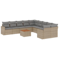 Set Divani da Giardino 11 pz con Cuscini Beige in Polyrattan 3224316