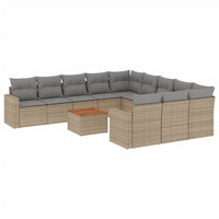 Set Divani da Giardino 12 pz con Cuscini Beige in Polyrattan 3224351