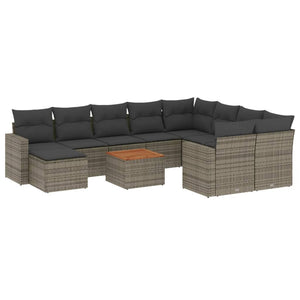 Set Divani da Giardino 11 pz con Cuscini in Polyrattan Grigio 3224415