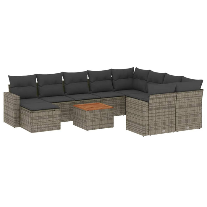 Set Divani da Giardino 11 pz con Cuscini in Polyrattan Grigio 3224415