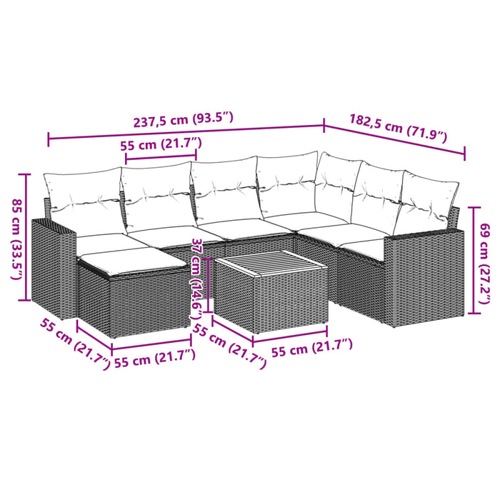 Set Divani da Giardino 5 pz con Cuscini in Polyrattan Nero