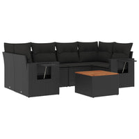 Set Divani da Giardino con Cuscini 7pz Nero Polyrattan 3224459