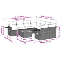 Set Divani da Giardino 9 pz con Cuscini Nero in Polyrattan