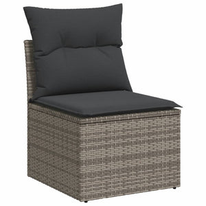 Set Divani da Giardino 7 pz con Cuscini Grigio in Polyrattan 3224513