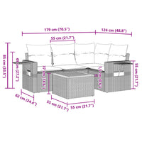 Set Divani da Giardino 5 pz con Cuscini in Polyrattan Nero 3224543