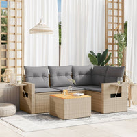 Set Divano da Giardino 5 pz con Cuscini-Sofa da Giardino-Divanetto da esterno Beige in Polyrattan 839887
