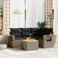 Set Divano da Giardino 5 pz con Cuscini-Sofa da Giardino-Divanetto da esterno Grigio in Polyrattan 568007