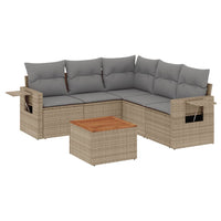 Set Divano da Giardino 6 pz con Cuscini Beige in Polyrattan