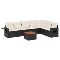 Set Divani da Giardino con Cuscini 8 pz Nero in Polyrattan 3224593