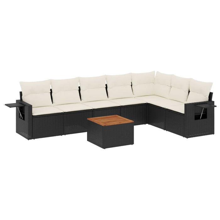 Set Divani da Giardino con Cuscini 8 pz Nero in Polyrattan 3224593