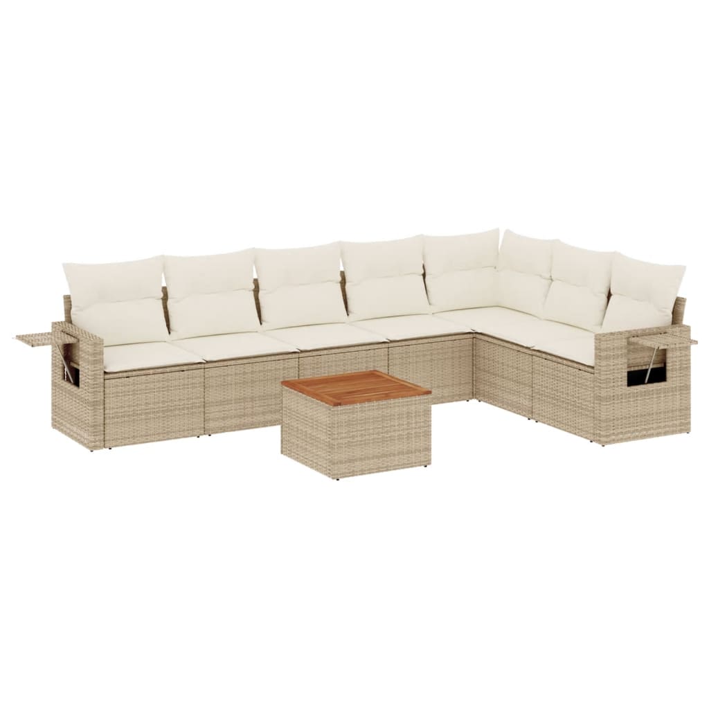 Set Divano da Giardino 8 pz con Cuscini Beige in Polyrattan 3224595