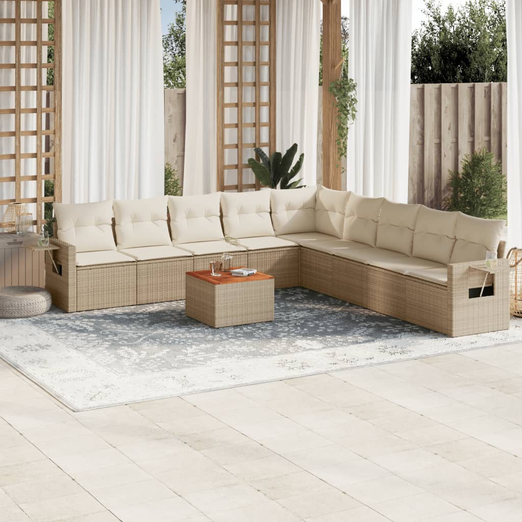 Set Divano da Giardino 10 pz con Cuscini Beige in Polyrattancod mxl 112935