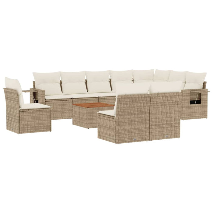 Set Divani da Giardino 11 pz con Cuscini Beige in Polyrattan 3224616