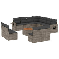 Set Divani da Giardino 12 pz con Cuscini Grigio in Polyrattan 3224625
